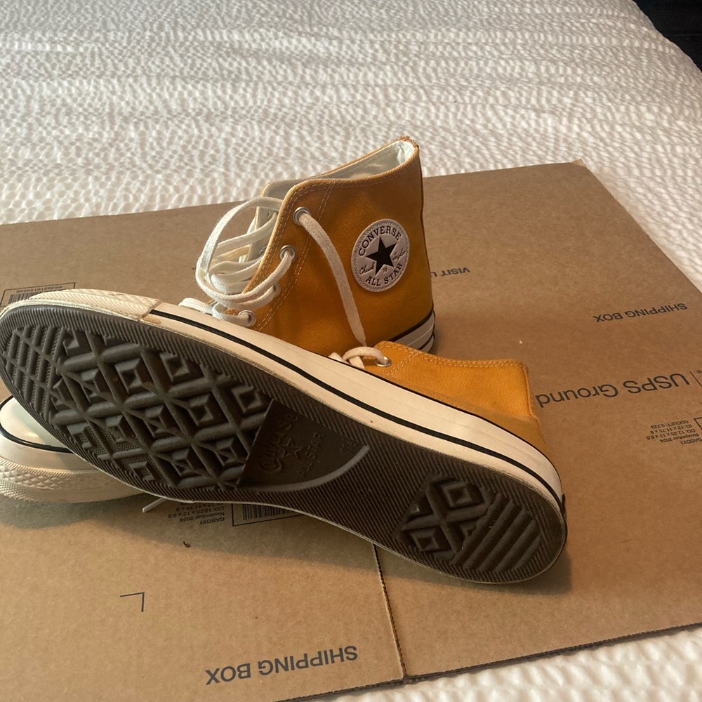 Converse High Top Sneakers in Cream with Mustard Trim - Picture 6 of 6